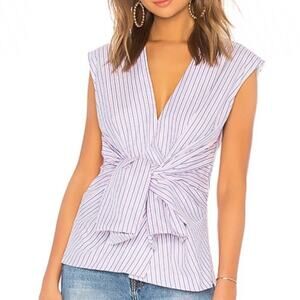 Diane von Furstenburg striped sleeveless knot blouse